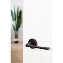 CleanTouch Anti-Bac Forme Milly Lever Door Handle on Minimal Round Rose - Matt Black - CTFMR133MB - Choice Handles