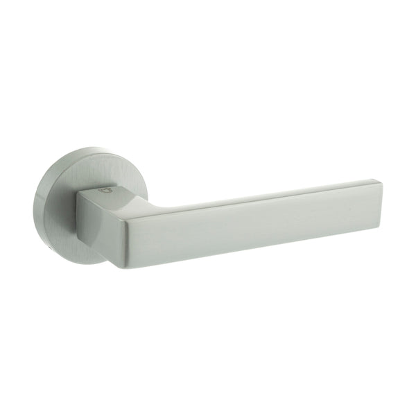 CleanTouch Anti-Bac Forme Asti Lever Door Handle on Minimal Round Rose - Satin Chrome - CTFMR254SC - Choice Handles