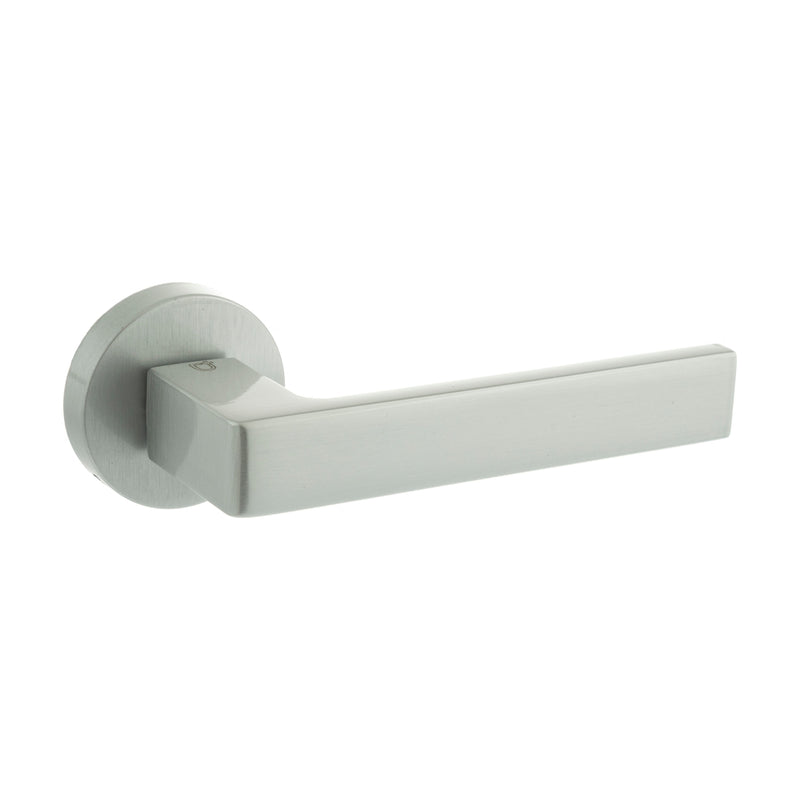 CleanTouch Anti-Bac Forme Asti Lever Door Handle on Minimal Round Rose - Satin Chrome - CTFMR254SC - Choice Handles