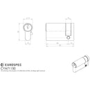 Eurospec - Euro Single Cylinder 50mm (40/10mm) - Satin Chrome - CYA71150SC - Choice Handles