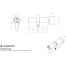 Eurospec - MP10 Euro Cylinder & Turn 64mm - Polished Chrome - CYH71364PC - Choice Handles