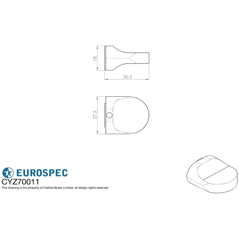 Eurospec - Tall Semi-Circular Thumbturn to suit Cylinder - Polished Chrome - CYZ70011PB - Choice Handles