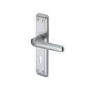 Heritage Brass Door Handle Lever Lock Deco Design Satin Chrome finish - DEC3000-SC - Choice Handles
