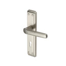 Heritage Brass Door Handle Lever Lock Deco Design Satin Nickel finish - DEC3000-SN - Choice Handles
