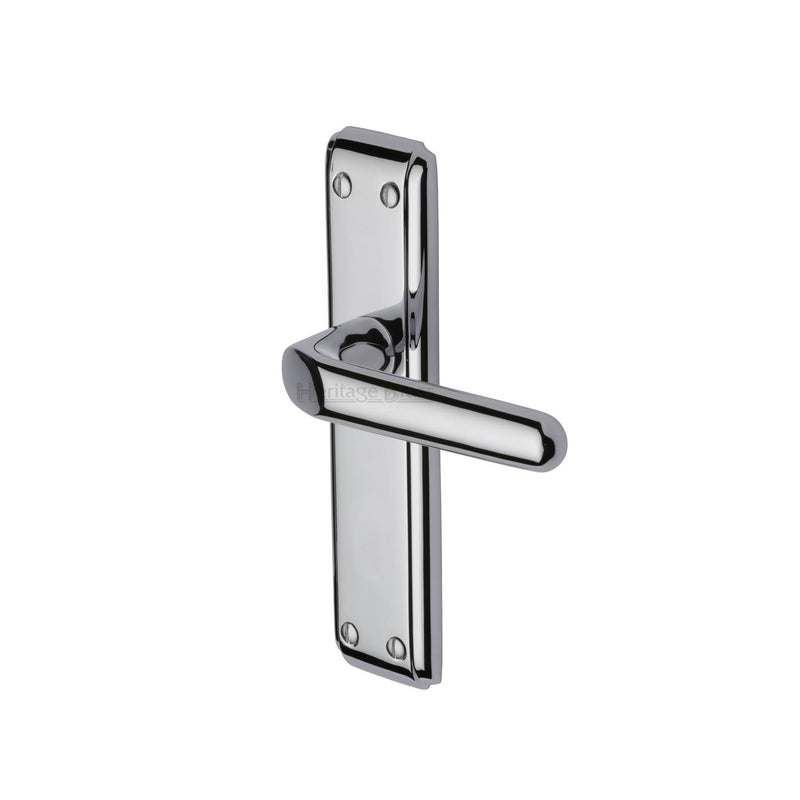Heritage Brass Door Handle Lever Latch Deco Design Polished Chrome finish - DEC3010-PC - Choice Handles