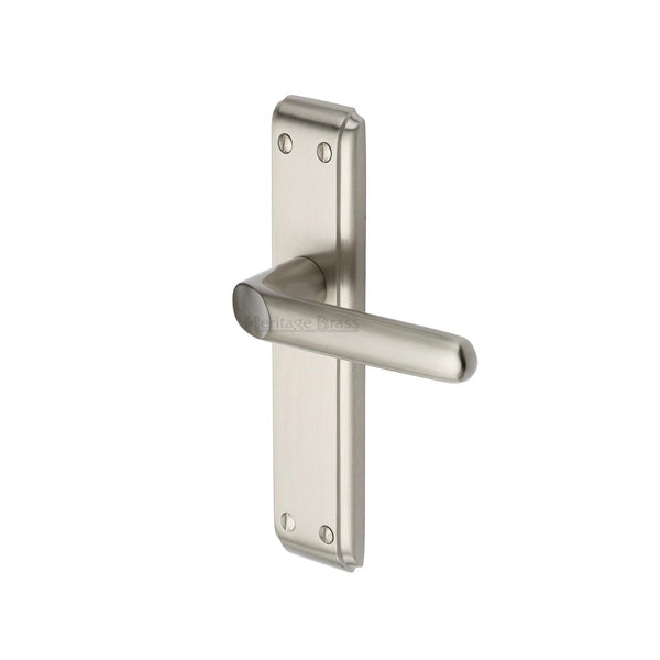 Heritage Brass Door Handle Lever Latch Deco Design Satin Nickel finish - DEC3010-SN - Choice Handles