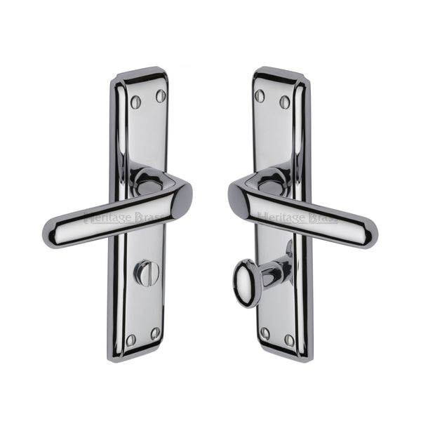 Heritage Brass Door Handle for Bathroom Deco Design Polished Chrome finish - DEC3030-PC - Choice Handles