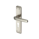 Heritage Brass Door Handle for Euro Profile Plate Deco Design Satin Nickel finish - DEC3048-SN - Choice Handles