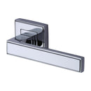 Heritage Brass Door Handle Lever Latch on Square Rose Linear Sq Design Polished Chrome finish - DEC5430-PC - Choice Handles