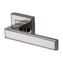 Heritage Brass Door Handle Lever Latch on Square Rose Linear Sq Design Polished Nickel finish - DEC5430-PNF - Choice Handles