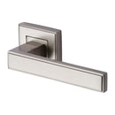 Heritage Brass Door Handle Lever Latch on Square Rose Linear Sq Design Satin Nickel finish - DEC5430-SN - Choice Handles