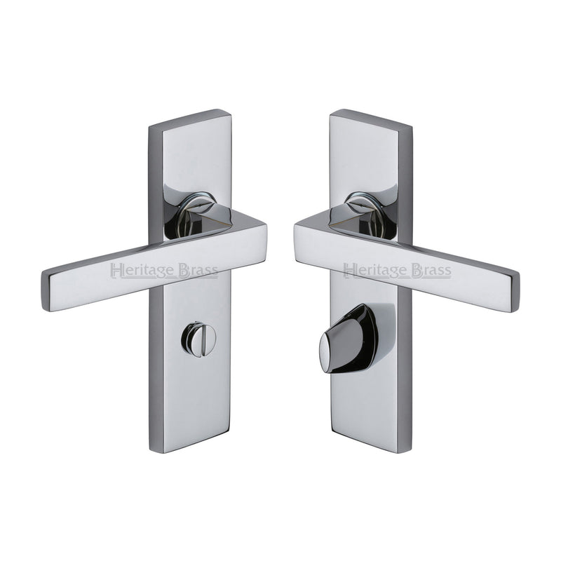 Heritage Brass Door Handle for Bathroom Delta Design Polished Chrome finish - DEL6030-PC - Choice Handles