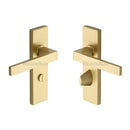 Heritage Brass Door Handle for Bathroom Delta Design Satin Brass finish - DEL6030-SB - Choice Handles