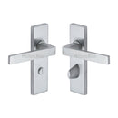 Heritage Brass Door Handle for Bathroom Delta Design Satin Chrome finish - DEL6030-SC - Choice Handles