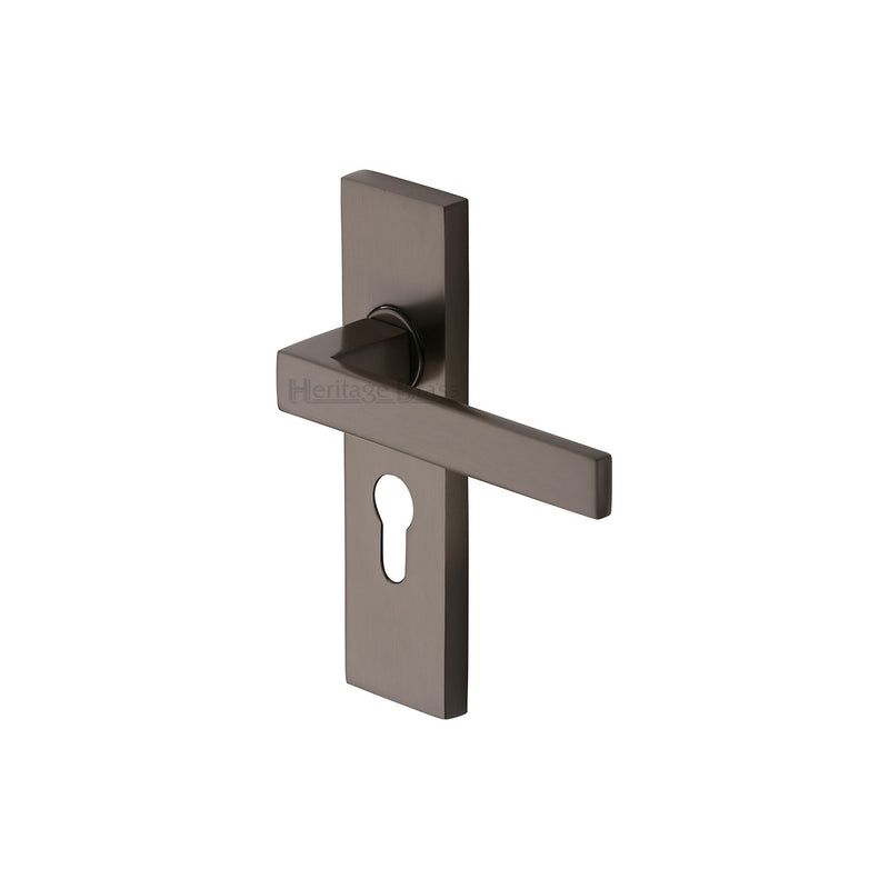 Heritage Brass Door Handle for Euro Profile Plate Delta Design Matt Bronze finish - DEL6048-MB - Choice Handles