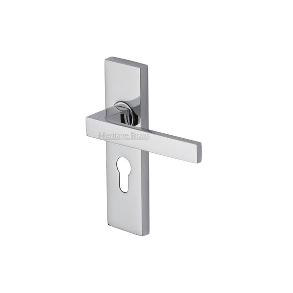 Heritage Brass Door Handle for Euro Profile Plate Delta Design Polished Chrome finish - DEL6048-PC - Choice Handles