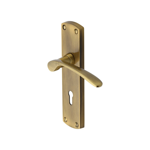 Heritage Brass Door Handle Lever Lock Diplomat Design Antique Brass finish
 - DIP7800-AT - Choice Handles
