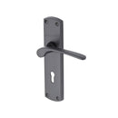 Heritage Brass Door Handle Lever Lock Diplomat Design Matt Black finish
 - DIP7800-BKMT - Choice Handles