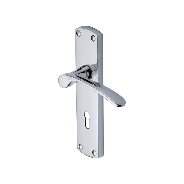 Heritage Brass Door Handle Lever Lock Diplomat Design Polished Chrome finish - DIP7800-PC - Choice Handles