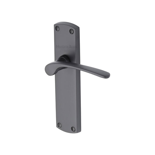 Heritage Brass Door Handle Lever Latch Diplomat Design Matt Black finish
 - DIP7810-BKMT - Choice Handles