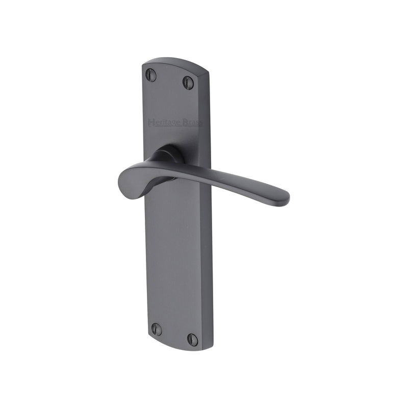 Heritage Brass Door Handle Lever Latch Diplomat Design Matt Black finish
 - DIP7810-BKMT - Choice Handles