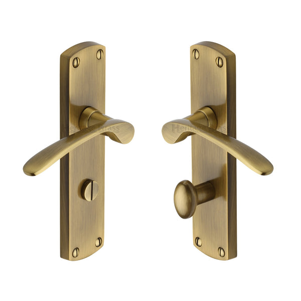 Heritage Brass Door Handle for Bathroom Diplomat Design Antique Brass finish - DIP7830-AT - Choice Handles