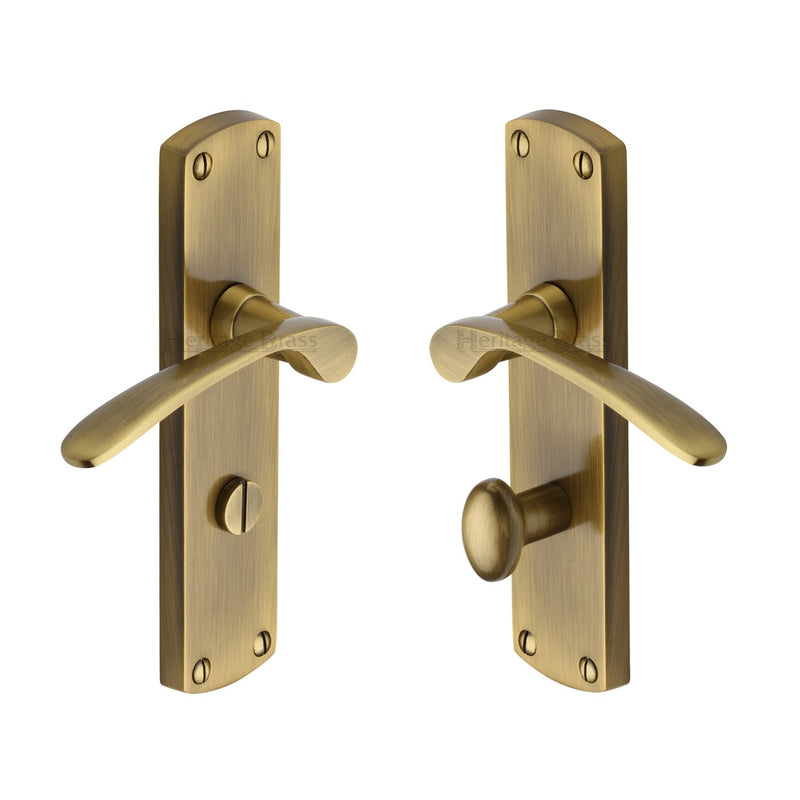 Heritage Brass Door Handle for Bathroom Diplomat Design Antique Brass finish - DIP7830-AT - Choice Handles
