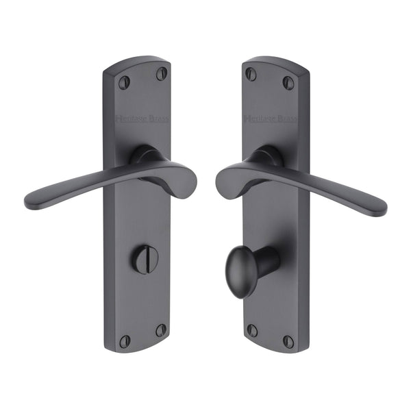 Heritage Brass Door Handle for Bathroom Diplomat Design Matt Black finish
 - DIP7830-BKMT - Choice Handles