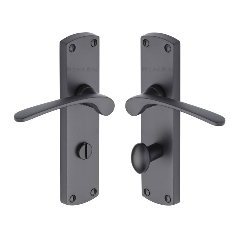 Heritage Brass Door Handle for Bathroom Diplomat Design Matt Black finish
 - DIP7830-BKMT - Choice Handles