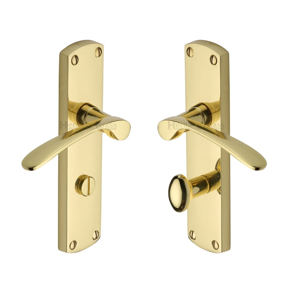 Heritage Brass Door Handle for Bathroom Diplomat Design Polished Brass finish - DIP7830-PB - Choice Handles
