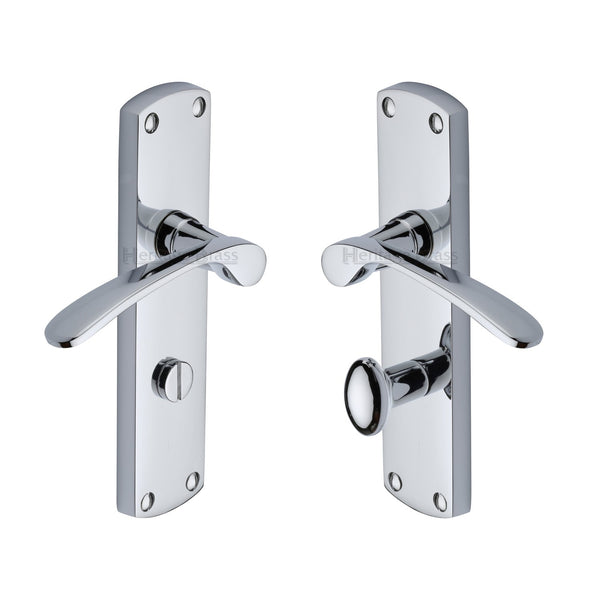 Heritage Brass Door Handle for Bathroom Diplomat Design Polished Chrome finish - DIP7830-PC - Choice Handles