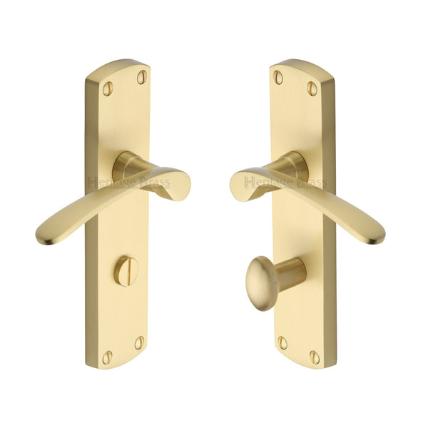 Heritage Brass Door Handle for Bathroom Diplomat Design Satin Brass finish - DIP7830-SB - Choice Handles