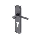 Heritage Brass Door Handle for Euro Profile Plate Diplomat Design Matt Black finish
 - DIP7848-BKMT - Choice Handles