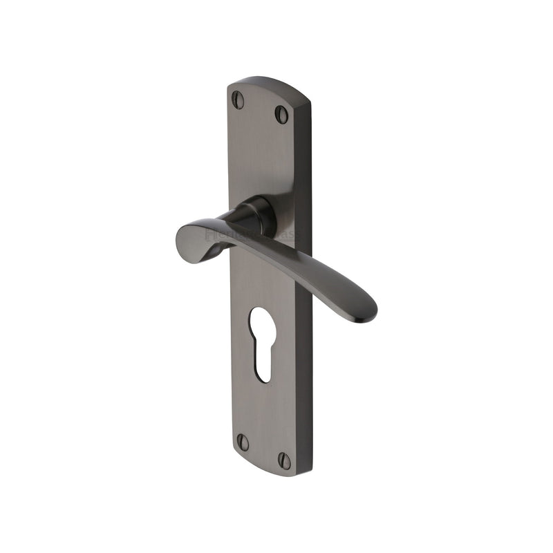 Heritage Brass Door Handle for Euro Profile Plate Diplomat Design Matt Bronze finish - DIP7848-MB - Choice Handles