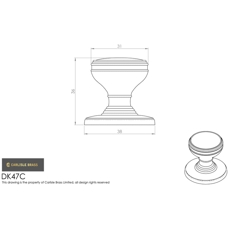 Carlisle Brass - Delamain Plain Knob 30mm - Satin Chrome - DK47CSC - Choice Handles