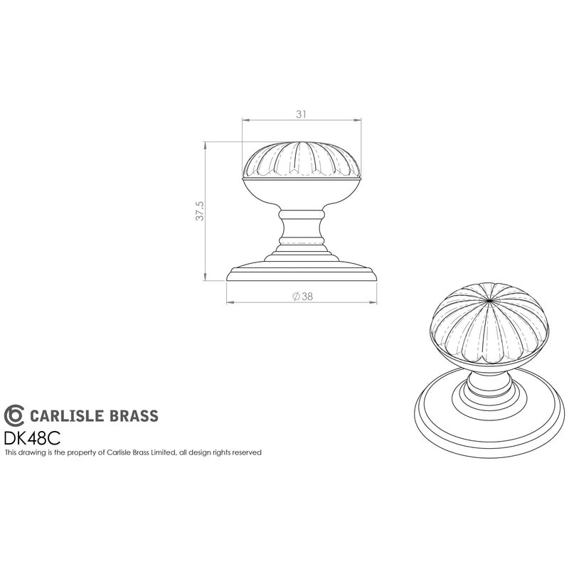 Carlisle Brass - Delamain Flower Knob  32mm - Polished Chrome - DK48CCP - Choice Handles