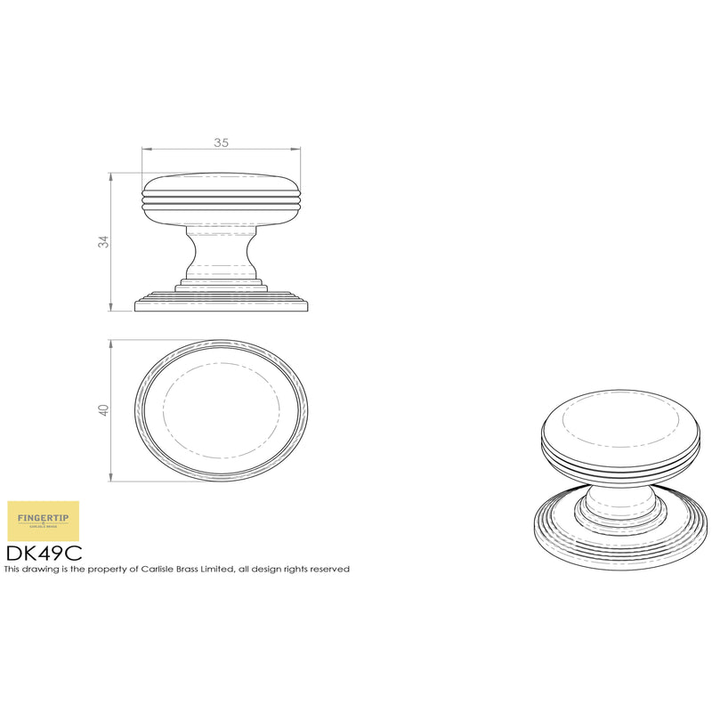 Carlisle Brass - Delamain Ringed Knob 35mm - Polished Chrome - DK49CCP