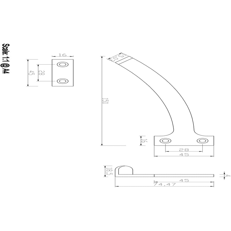 Carlisle Brass - Quadrant Arm Casement Stay 150mm - Satin Chrome - DK7SC