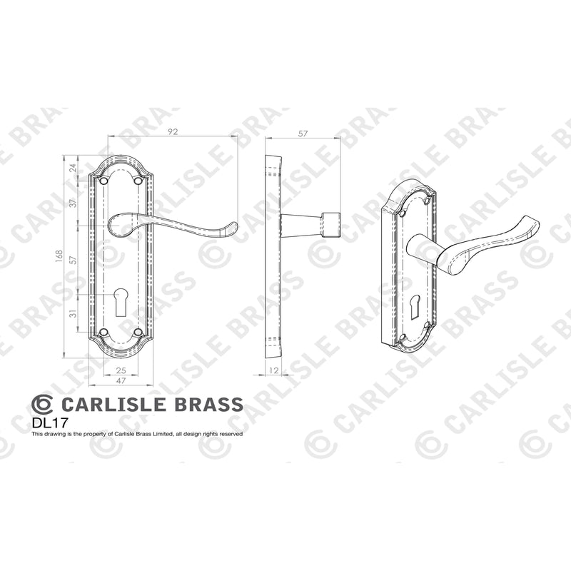 Carlisle Brass - Ashtead Lever on Lock Backplate - Polished Chrome - DL17CP - Choice Handles