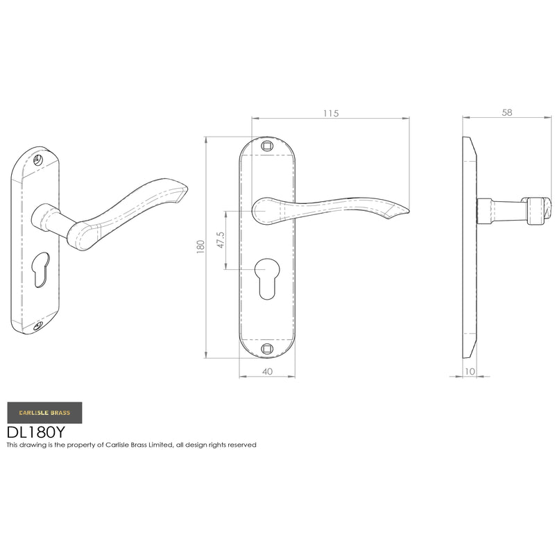Carlisle Brass - Andros Lever on Euro Lock Backplate - Polished Chrome - DL180YCP - Choice Handles