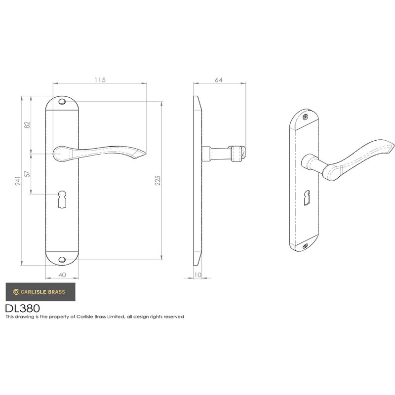 Carlisle Brass - Andros Lever on Long Lock Backplate - Polished Brass - DL380 - Choice Handles