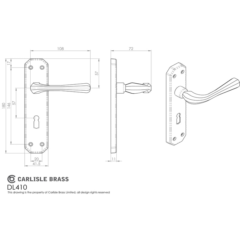 Carlisle Brass - Eden Lever on Lock Backplate - PVD - DL410PVD - Choice Handles