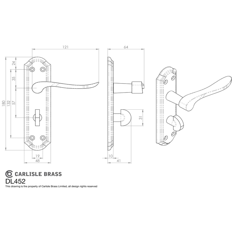 Carlisle Brass - Lytham Lever on WC backplate - Florentine Bronze - DL452FB - Choice Handles
