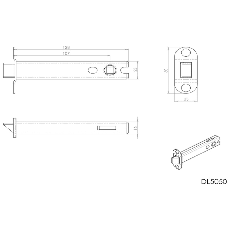 Carlisle Brass - Heavy Duty Tubular Mortice Latch 128mm - Polished Brass - DL5050