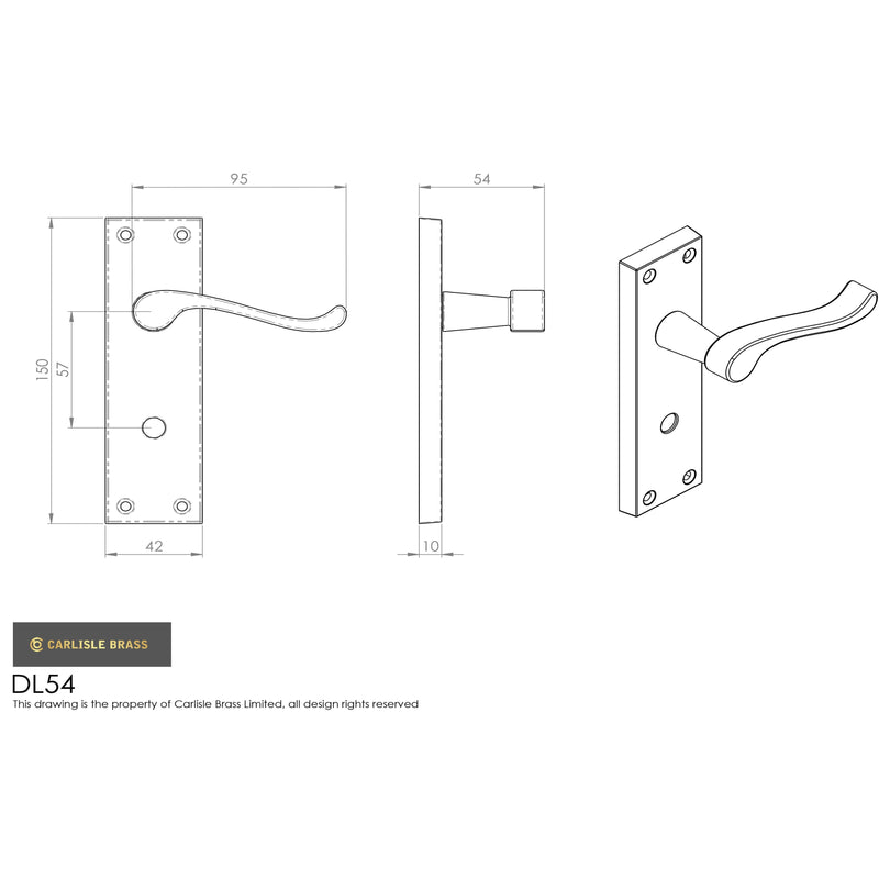 Carlisle Brass - Victorian Scroll Lever on Lock Backplate - Polished Brass - DL54 - Choice Handles