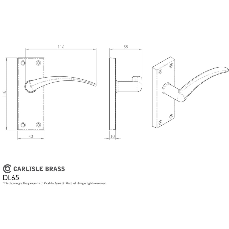 Carlisle Brass - Wing Lever on Short Latch Backplate - Polished Chrome - DL65CP - Choice Handles