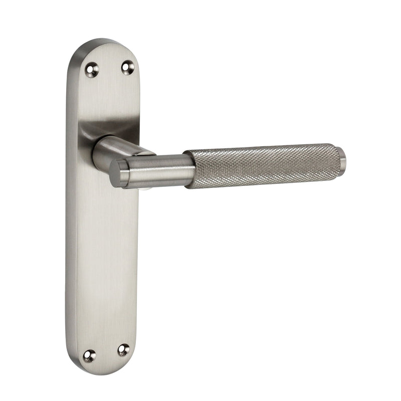 Spira Brass - Connaught Knurled Lever on Backplate Latch - Satin Nickel - SB1404SN - Choice Handles