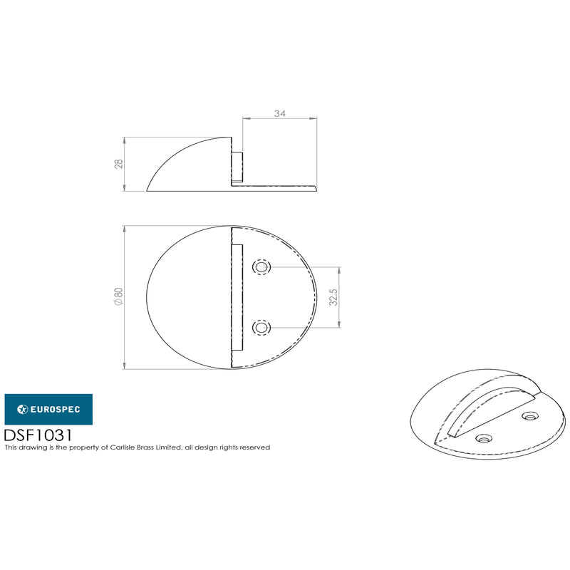 Eurospec - Floor Mounted Door Stop - Shielded (Large) - Satin Stainless Steel - DSF1031SSS - Choice Handles