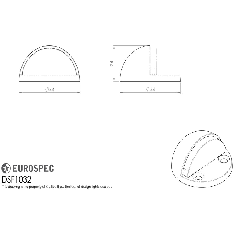 Eurospec - Floor Mounted Door Stop - Shielded (Small) - Bright Stainless Steel - DSF1032BSS - Choice Handles