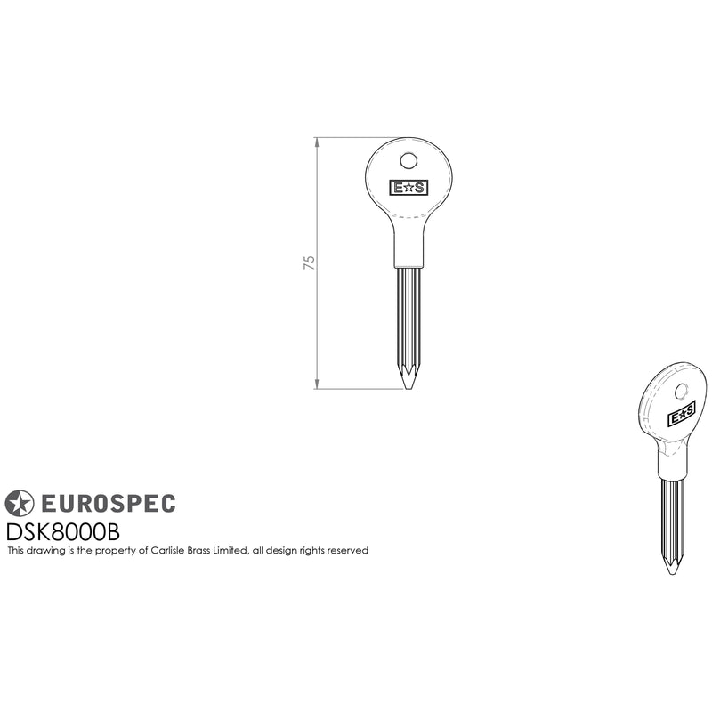 Carlisle Brass - Door Security Bolt Key - Blue - Blue Nylon - DSK8000B - Choice Handles